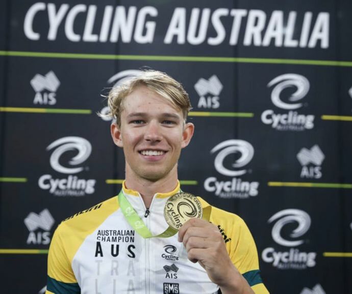 Graeme Frislie after winning one of his four Gold Medals at the Cycling Australia Track National Championships